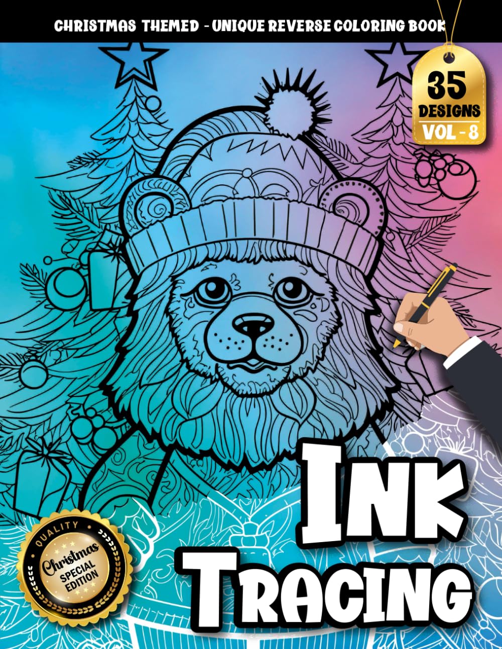 Ink Tracing Book For Adults: A Cozy Christmas Tracing & Reverse Coloring Experience with 35 Festive Outlines for Relaxation, Creativity & Stress Relief
