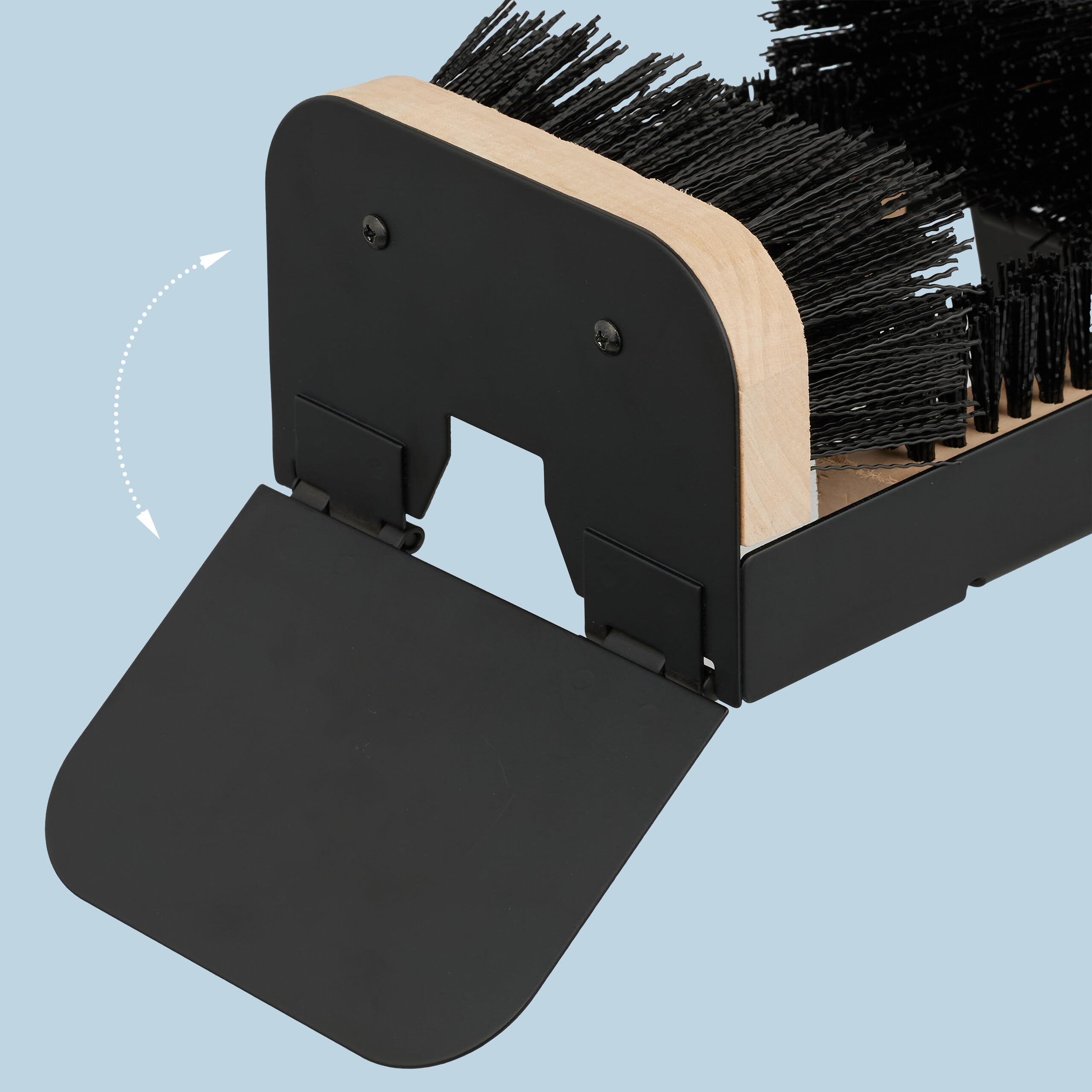 Relaxdays Gratte-Pieds avec brosses Tout Autour, paillasson extérieur, Poils résistants, Fixation au Sol, Noir/Naturel