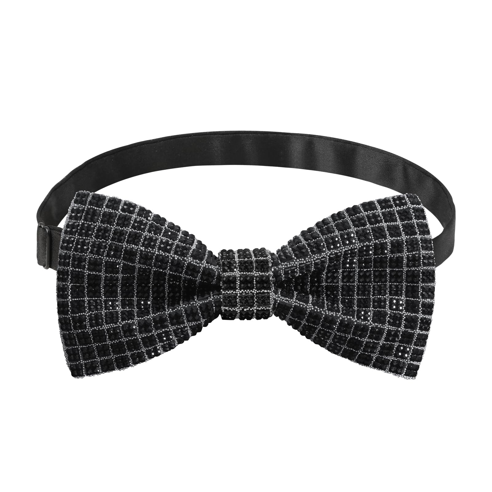 HOULIFE Papillon da uomo con strass pre-annodato papillon con paillettes papillon regolabile con cristallo per feste di nozze banchetti