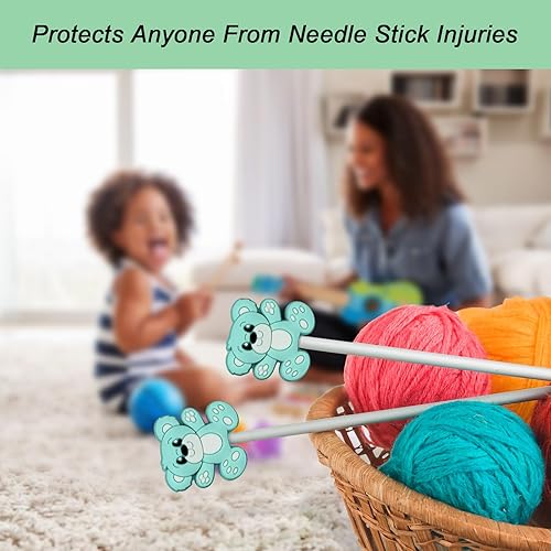 Miniatura 3 de Yzzyemn 10 tapones para agujas de tejer, protectores de puntos, accesorios y suministros para tejer, herramientas de tejer, kit de iniciación para