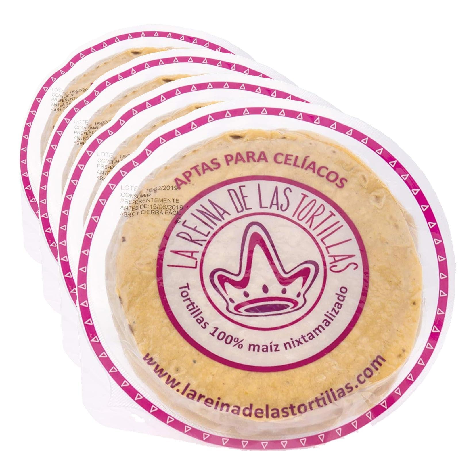 La Reina de las Tortillas, Tortillas Mexicaines de Maïs Jaune, Sans Gluten, Végan, Diamètre 12 cm, Maïs Nixtamalisé, 11 Pièces, 260 g (Lot de 4)