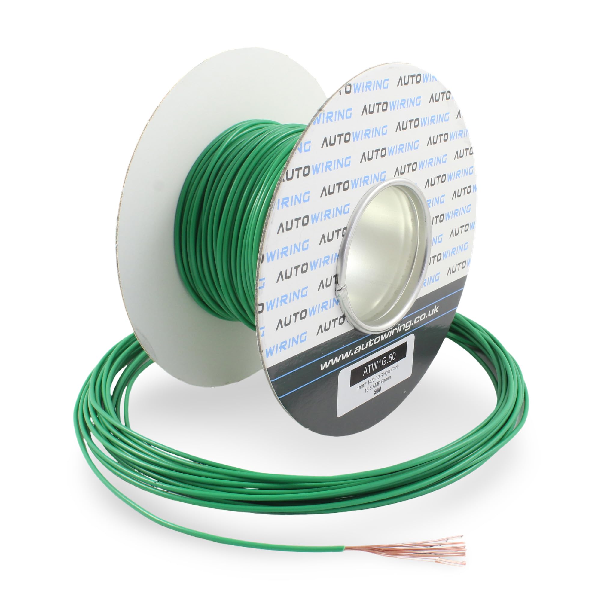 16.5 AMP Rated 1mm² 17 AWG Single Core Stranded Copper Cable 12v 24v Thin Wall Wire (10M 20M 50M 100M) (Green, 10 Metre Coil)