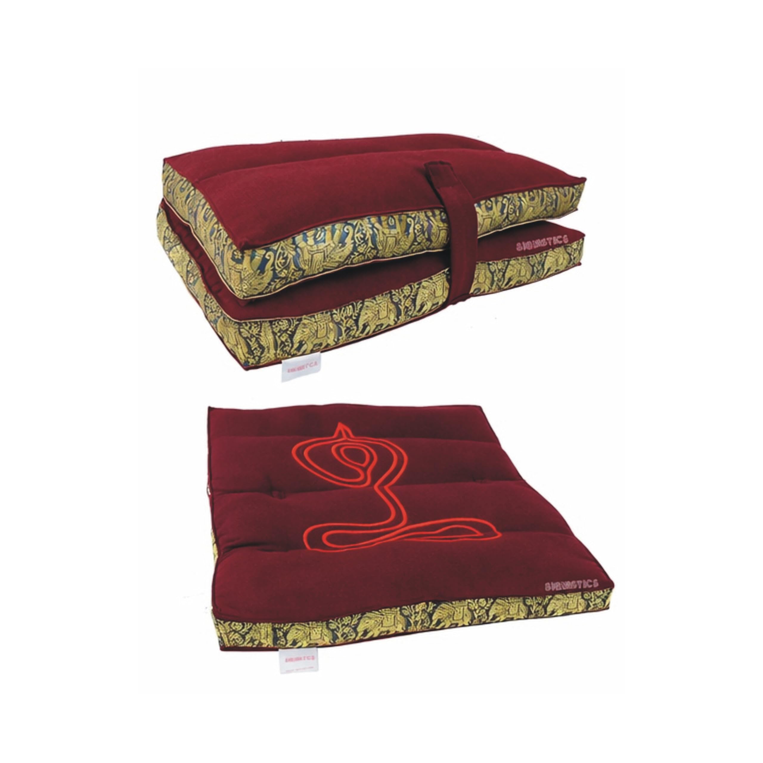 Yoga Meditation Relaxation Folding Pillow Cushion Cotton Seat (Size 15x15x1.5 Inches) (Pack of 1) (Maroon)