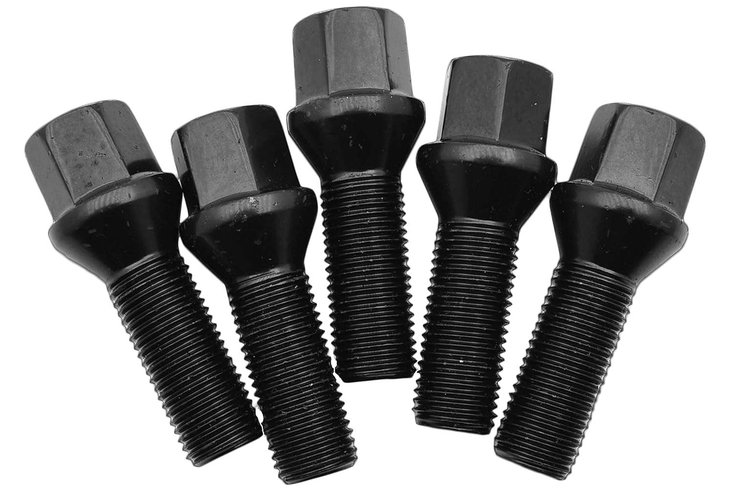 Complete Set of M12x1.25 Black Powder Coated Tapered Conical Seat Lug Bolts 28 MM Factory Shank Length Compatible with Jeep Fiat Dodge Chrysler Alfa Romeo Factory & Aftermarket Wheels