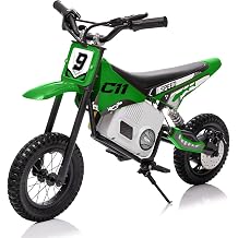 KerryYoo C11 24V 250W Electric Dirt Bike for Kids, Up to 9.3MPH Off-Road Electric Motorcycle with Explosion-Proof Tires, Twist Grip Throttle, Spring Suspension,Kids Ride On Dirtbike - Green