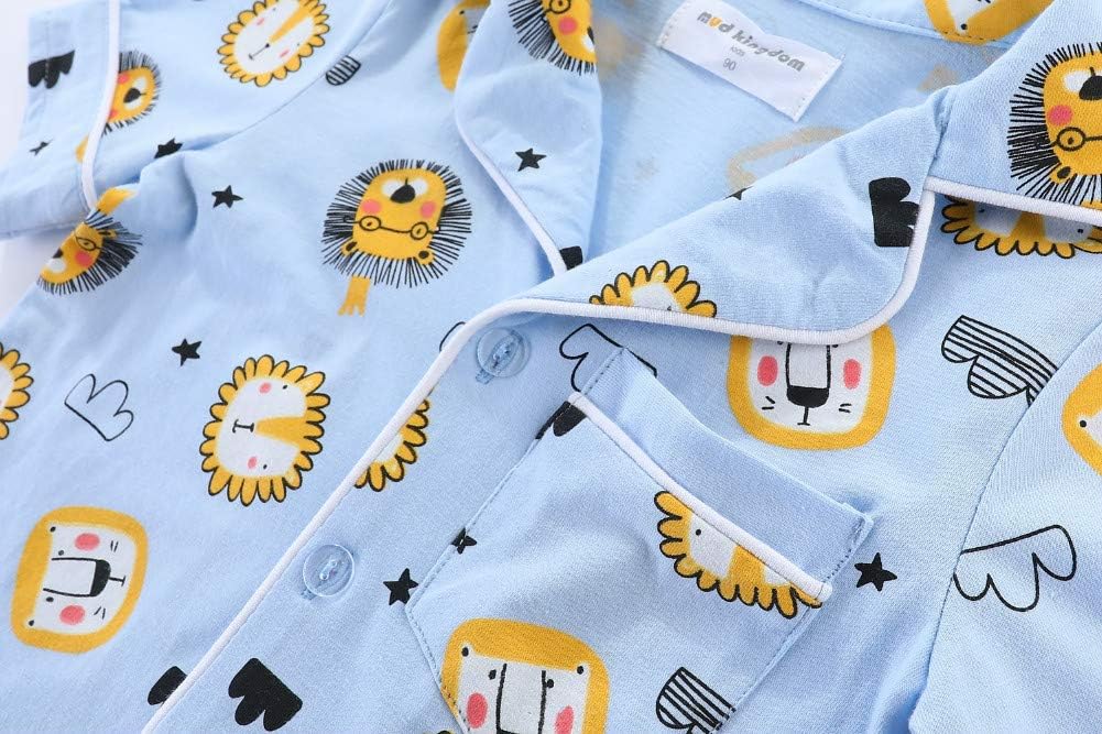 Mud Kingdom Little Boys Girls Summer Pajamas Set Button Down Funny Cartoon - Image 5