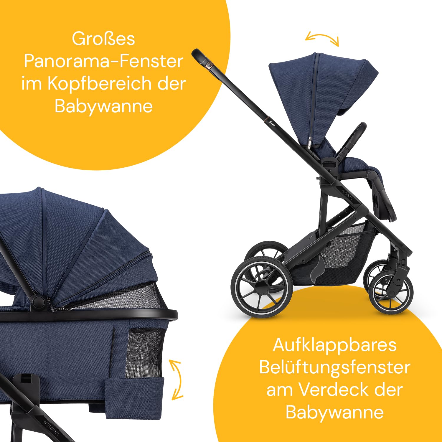 Osann Passeggino Navetta Duo Juntos Sistema Combinato - Leggero e compatto - Reversibile - Aerato - Parapioggia anti pioggia - Fronte Mamma - Fronte Mondo (Cobalt Blu)