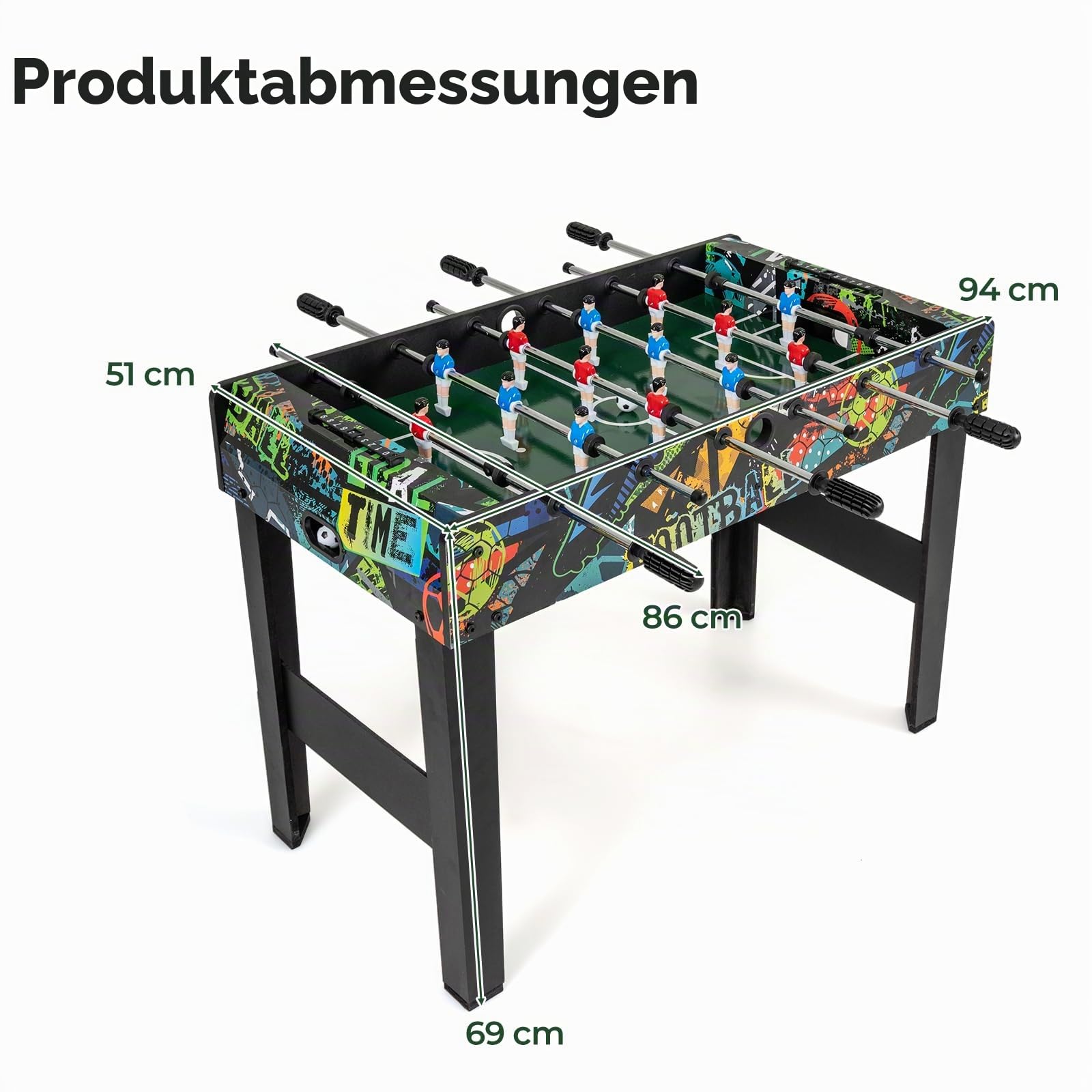 HOMASIS Tischkicker Kinder & Erwachsenen, 2 in 1 Tischfußball mit abnehmbaren Beinen, Kickertisch mit 2 Bällen, 14 Kickern & 2 Punktezählern, Tischfußballtisch Spieltisch für Party Treffen