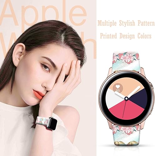 Miniatura 4 de DOO UC Correa de silicona floral de Navidad de 0.787 pulgadas compatible con Samsung Watch Active 2 de 1.575 pulgadas, 1.654 pulgadas, correa de
