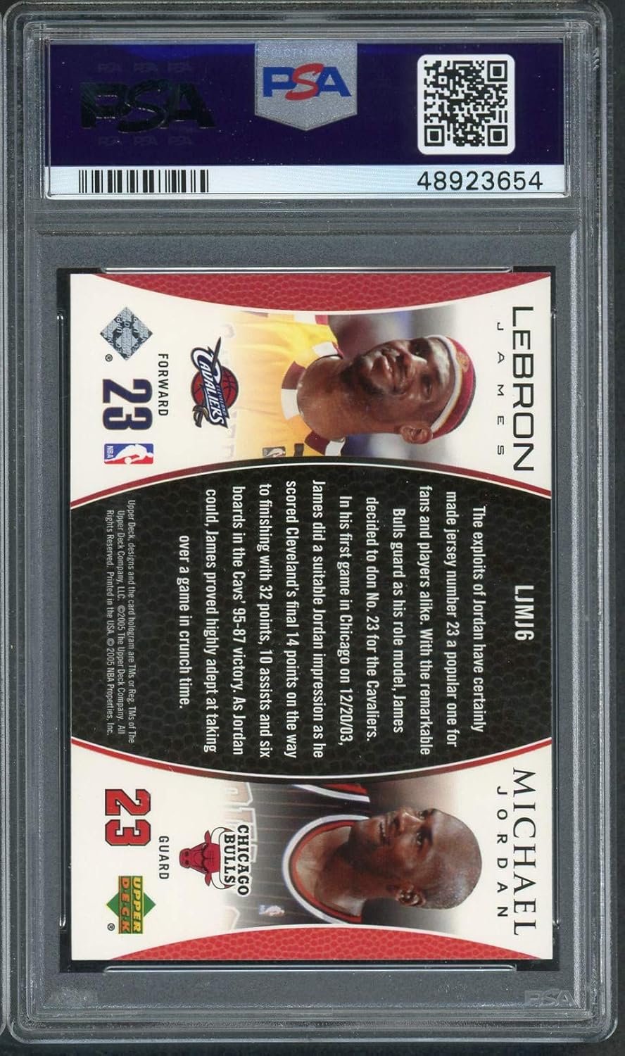 LeBron James Michael Jordan 2005 Upper Deck Bonus Pack Card #LJMJ3 PSA 9 MINT