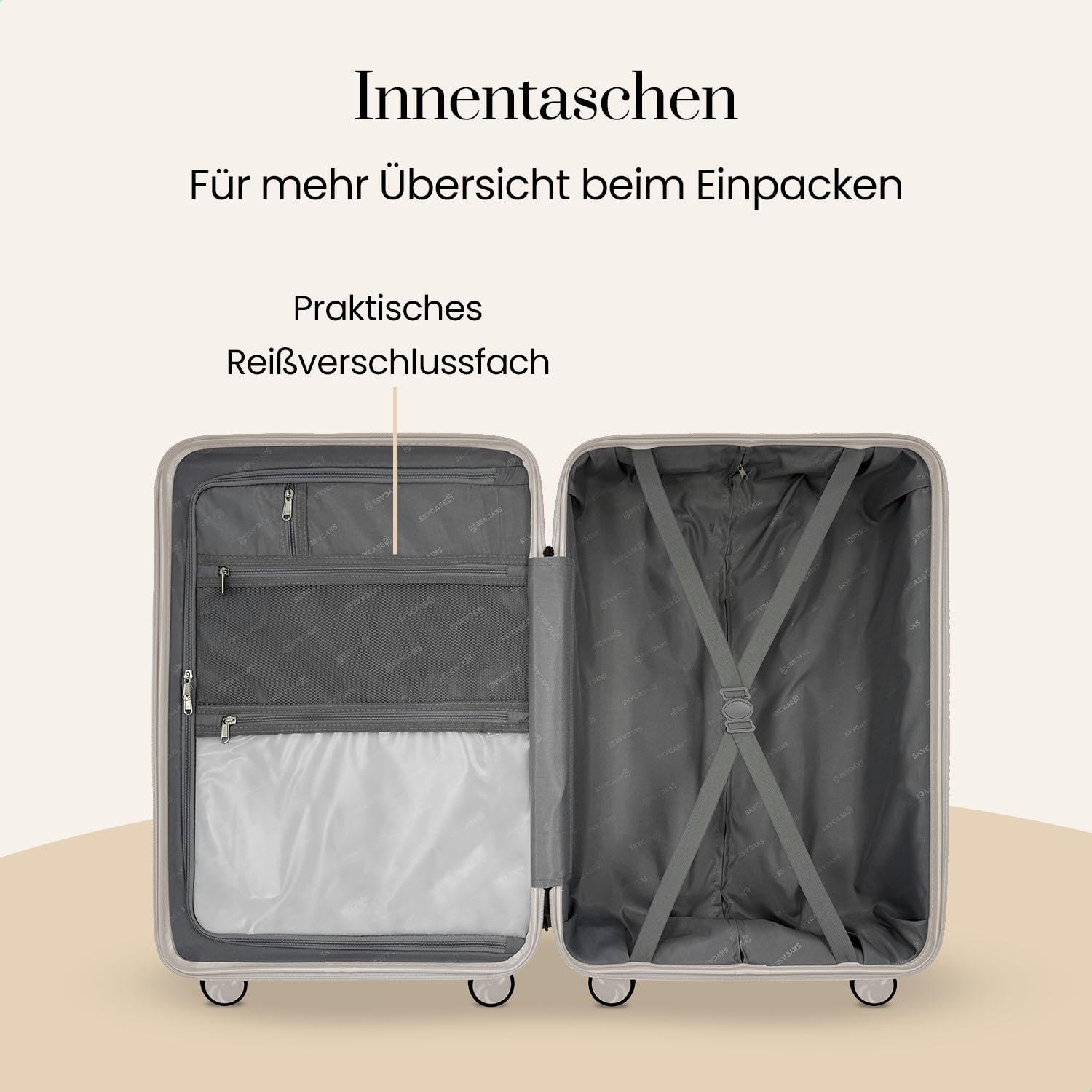 Urban Adventurer Koffer groß 110L – Beige – Hartschalenkoffer XXL mit Zahlenschloss & 4 Rollen