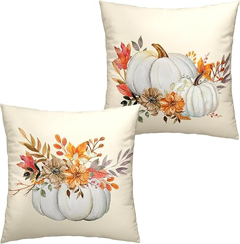 Miniatura 1 de Fundas de almohada de otoño de 22 x 22 pulgadas, juego de 2 fundas de almohada de otoño de granja, Acción de Gracias, fundas de almohada decorativas