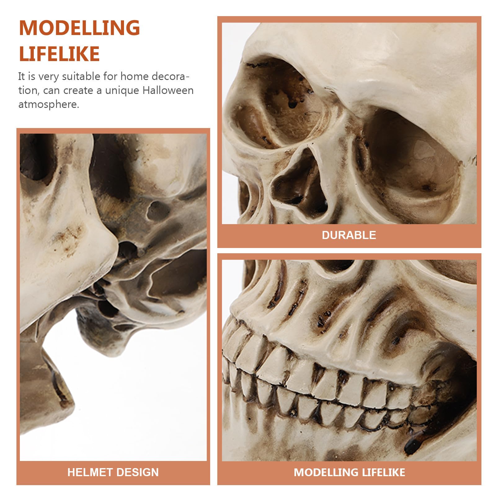 Abaodam 2 Pezzi Decorazione Scheletro Halloween in Resina Bianca 1:1 Teschio Realistico per Atmosfera Spaventosa e Arredamento Delicato da Ufficio o Souvenir