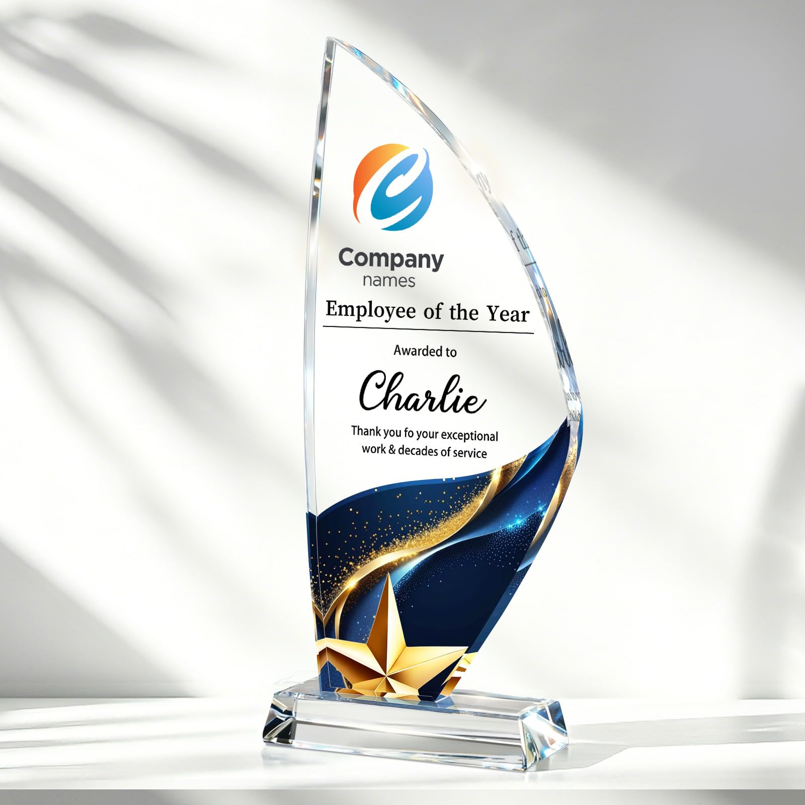 Personalized Crystal Trophy Award, Custom Awards and Trophies with Logo Photo Text, Teacher &amp; Employee Appreciation Gifts, Custom Plaque for Boss Coworker Teacher, Trophy Bulk