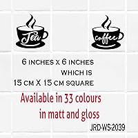 Vista 4 de Coffee Cup Tile wall Sticker for Kitchen, Tea Cup wall art, Kitchen stickers, Restaurant wall decal, Tile Transfer for Kitchen, Tile wall stickers