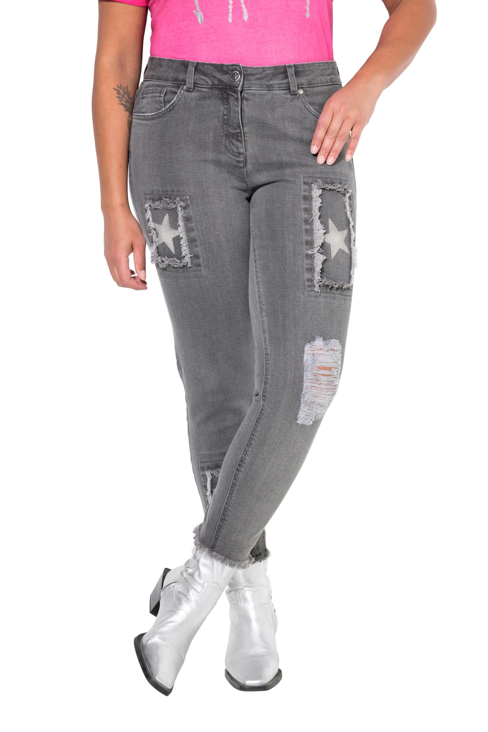 Angel of Style Damen große Größen Übergrößen Plus Size Skinny-Jeans, Slim Fit, Sterne-, Destroy-Patches, 5-Pocket 839302