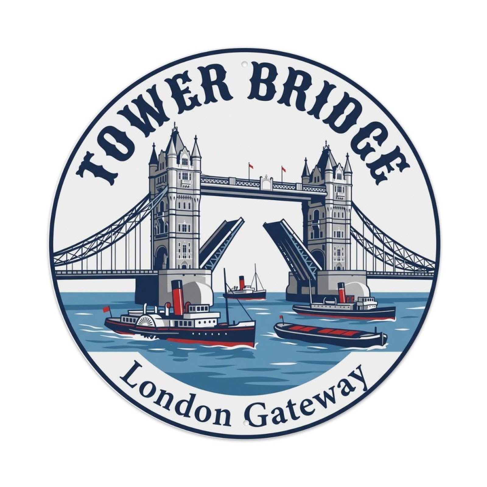 Fqnyr Style Vintage Travel Tower Bridge Opening Metal Tin Sign