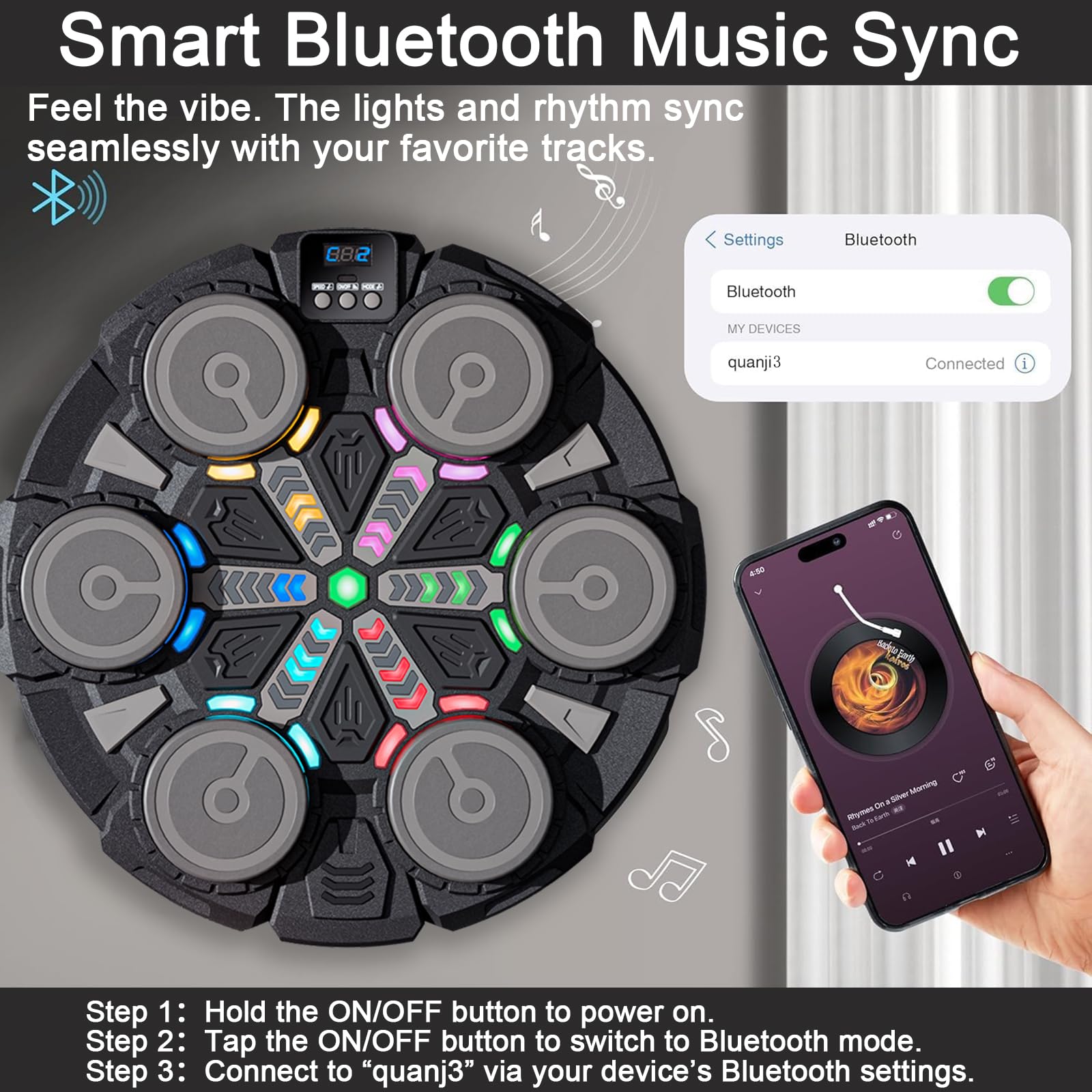 Music Boxing Machine mit Boxhandschuhen, Intelligente Musik Boxmaschine Wandmontage mit LED-Display & Bluetooth, 11 Geschwindigkeiten, Sport Geräte Home-Gym Equipment für Fitness & Stressabbau