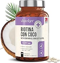 Biotin For Hair, Skin & Nails Ultra Strong 12,000 µg Tablets | 1 Year Supply | Biotin with Coconut Anti-Hair Loss & Hair Growth Women | B7 Hair Vitamins | VitaBright Biotin