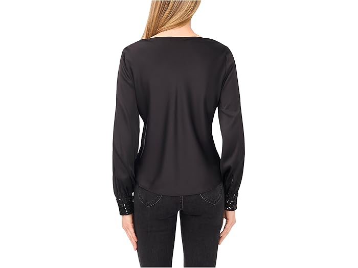 Long Sleeve Satin Cowl Neck Top - Image 1