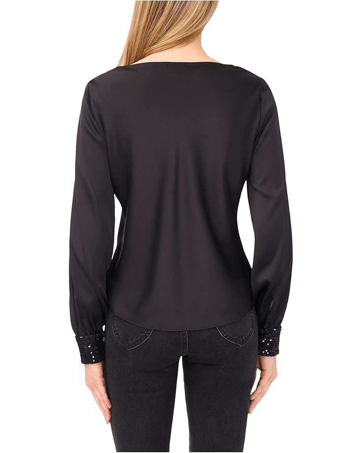 CeCe Long Sleeve Satin Cowl Neck Top - #2 of 3