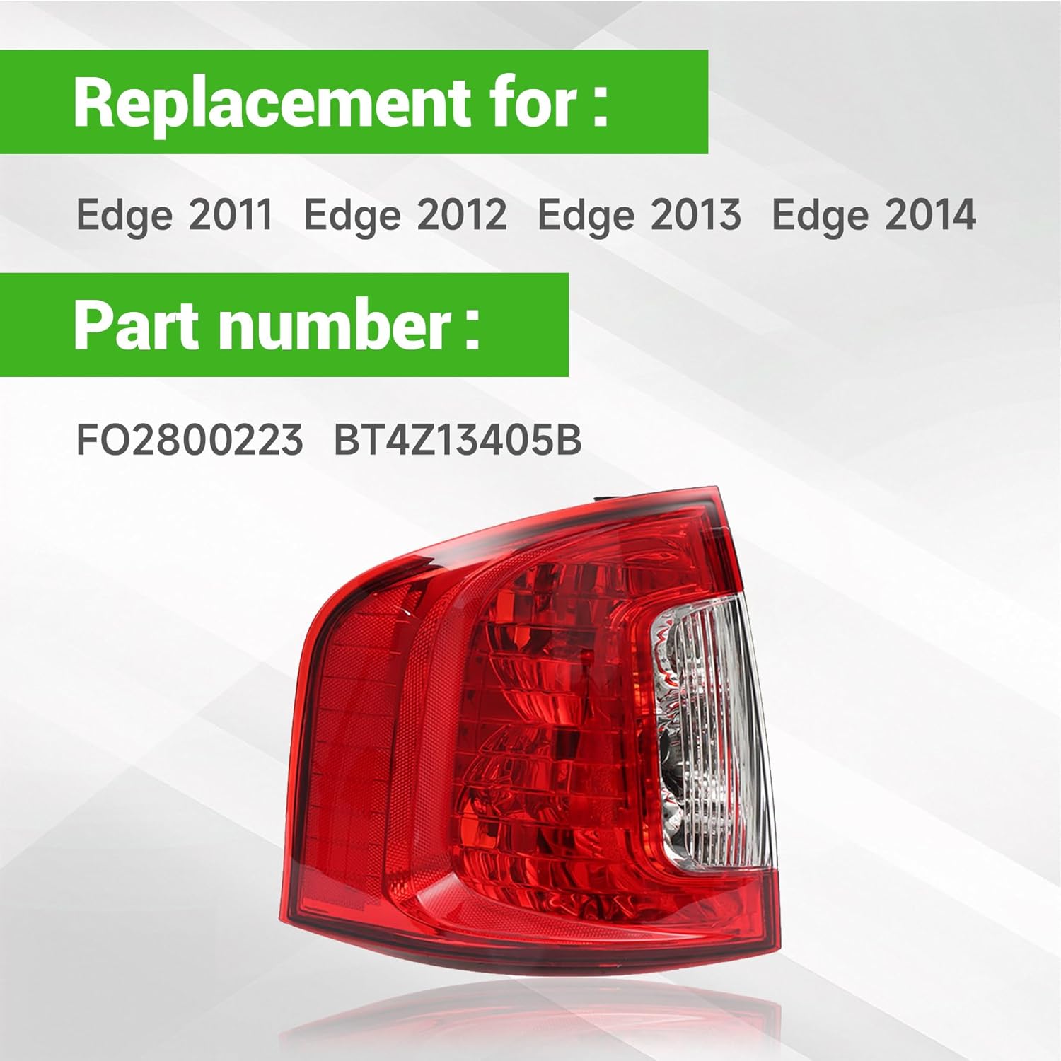 munirater Tail Light Rear Brake Lamp Assembly Driver Side Replacement for Edge 2011-2014