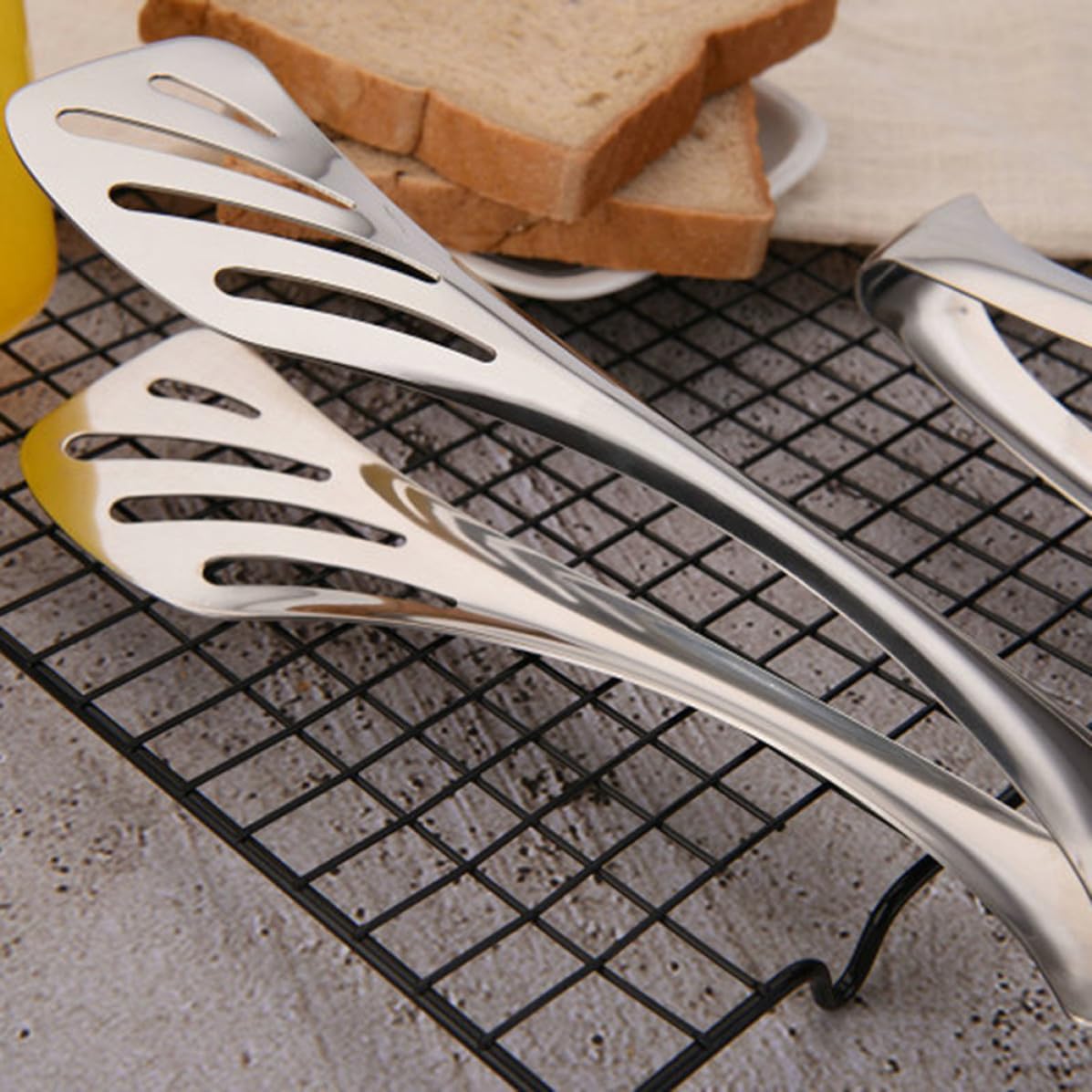 Stainless Steel Bread Tongs Food Clip for Pastry and Salad Serving