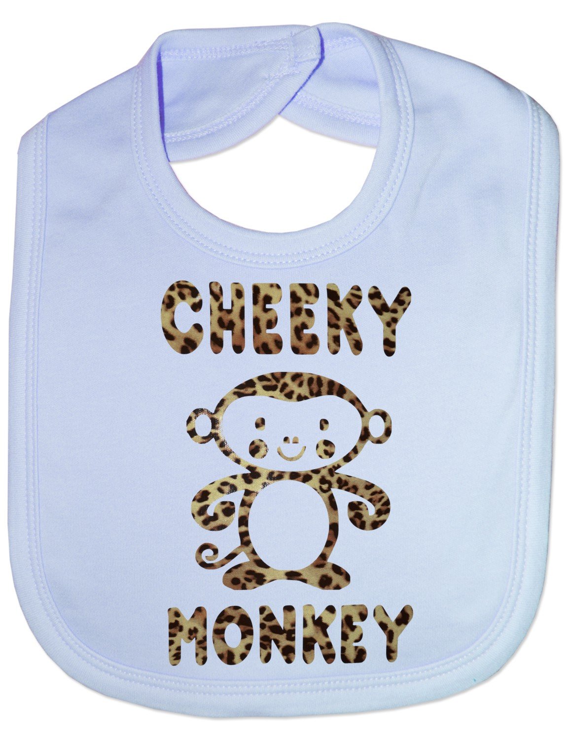 Cheeky Monkey In Animal Print - Funny Baby/Toddler/Newborn Bib blue