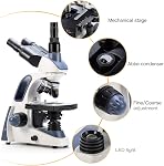 Swift SW380T Compound Trinocular Microscope,40X-2500X Magnification,Two-Layer Mechanical Stage,5.0 MP Camera and Software Windows/Mac Compatible and 100 PCS Blank Slides