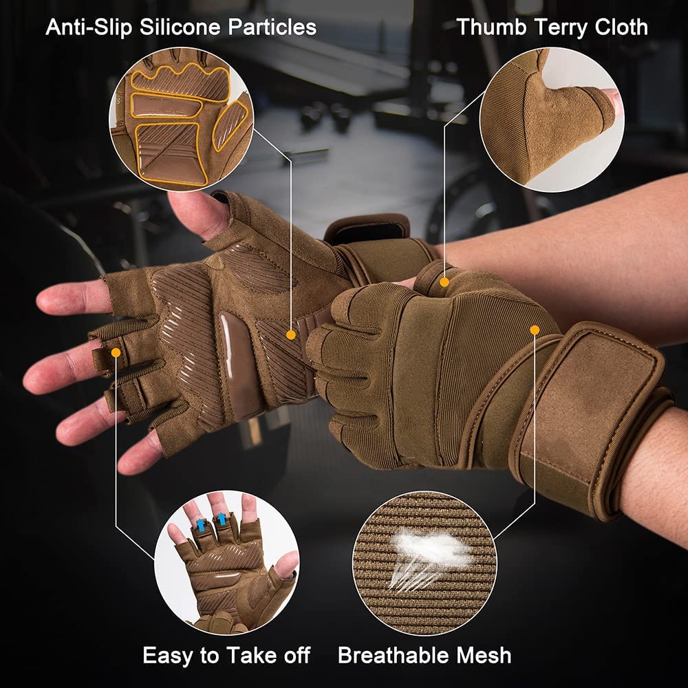 Guantes de Gimnasio para Culturismo, Levantamiento de Pesas, Entrenamiento con Mancuernas, Guantes Antideslizantes para Ejercicios de Entrenamiento, Verde, M