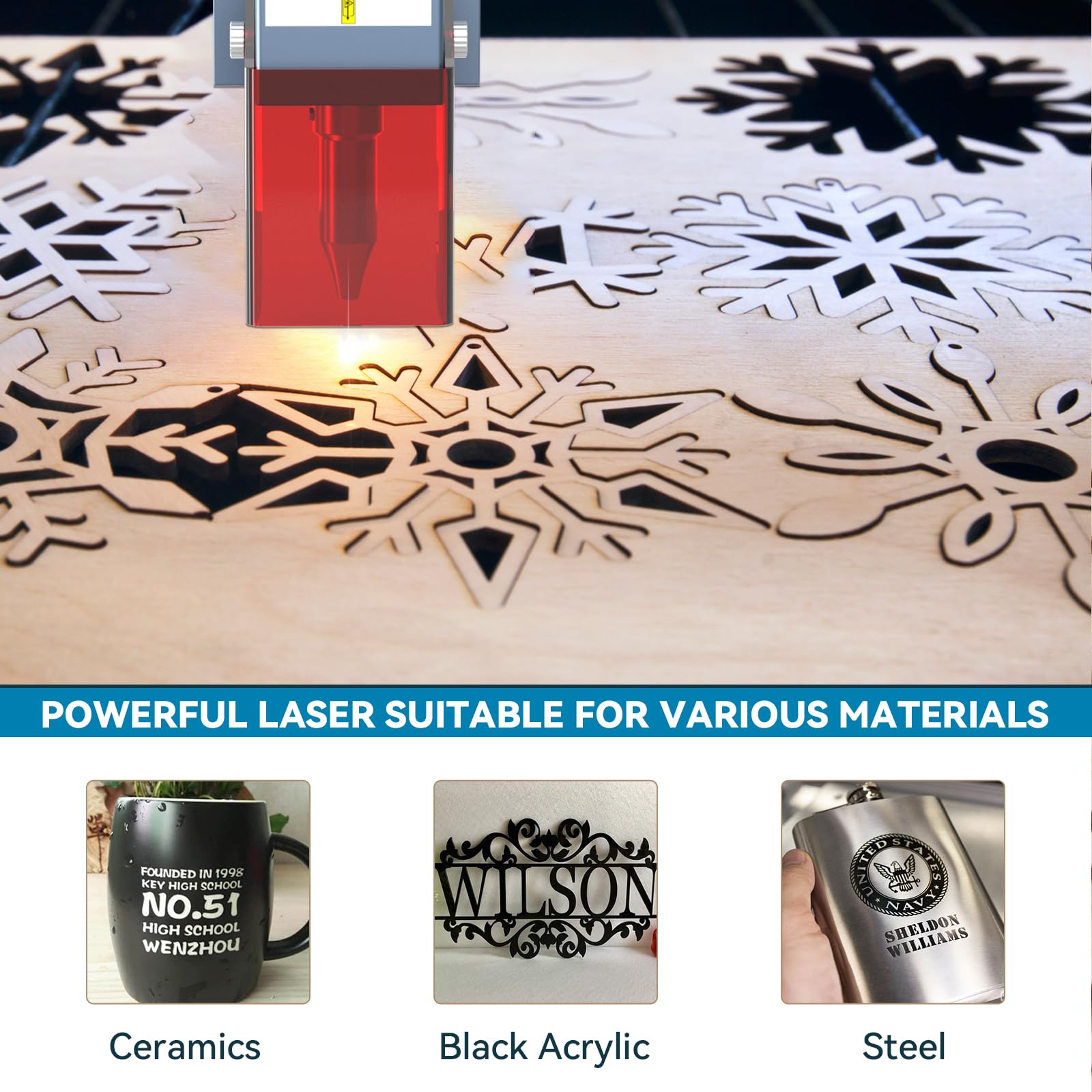 SCULPFUN S9 PRO 10W Macchina per incisioni laser, incisione laser di alta precisione per taglio fai da te, macchina per incisioni laser per legno e pelle, focus preciso, precisione di incisione 0,01