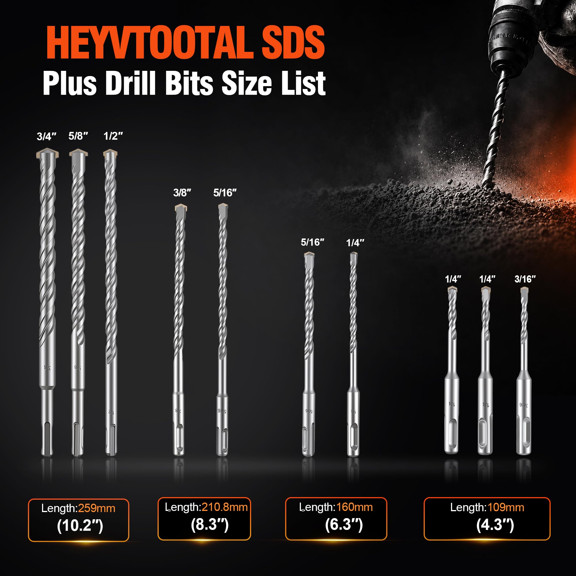 SDS Plus Masonry Drill Bits - 10 Piece Set -2