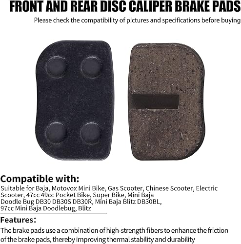 Miniatura 6 de Pastillas de freno traseras MWMNU, pastillas de freno compatibles con Motovox MBX10 MBX11 MBX-10 79cc Moto MM-BB80 Baja Racer Dirt Bug Motorsports