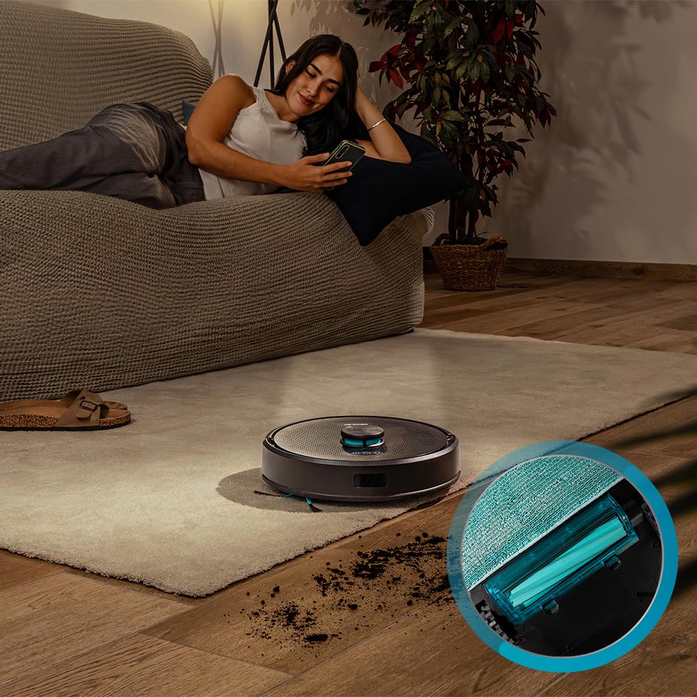Cecotec Robot Aspirapolvere Lavapavimenti con Navigazione Láser e App Conga M50 X-Treme. 5000Pa di Aspirazione, Aspira, Spazza, Lava, Autonomia 160m², Mappatura Interattiva, Spazzola Multifunzionale