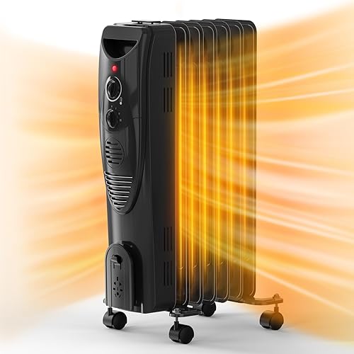 Calentador de aceite, 1500 W Air Choice - Calentadores de espacio portátiles eléctricos con 3 ajustes de calor, protección contra sobrecalentamiento