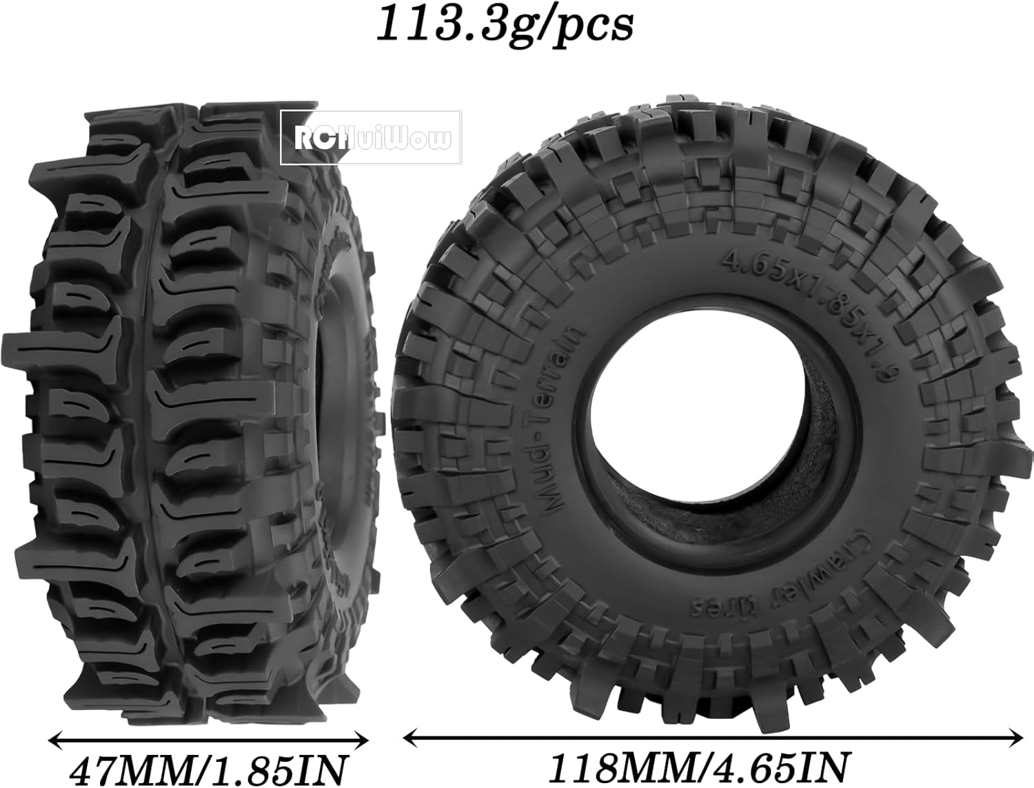 1.9 Inch RC Crawler Tires Skins Soft Rubber Off-Road Tyres for 1/10 TRX4 TRX6 SCX10 90046 AX103007 D90 Gen7 MST VS4-10,RCHuiWow High Grip Mud Terrain Tyres,StyleG