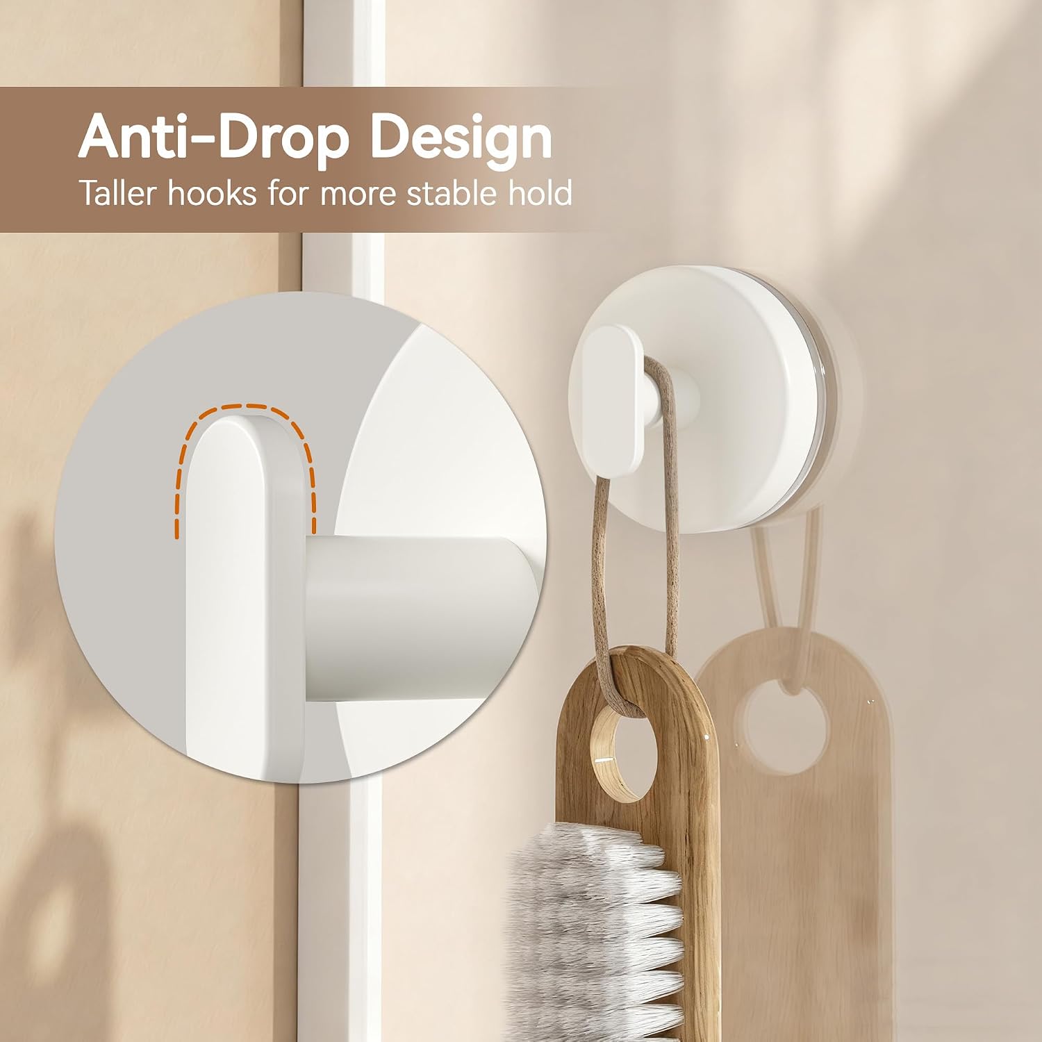 pickpiff 10-Pack Suction Cup Hooks for Shower: Wall Hanger for Bathroom, Front Door, Glass, Window, RV, Holder for Towel, Christmas Wreath, Coat, Loofah, Waterproof & Reusable, Cream White image 5