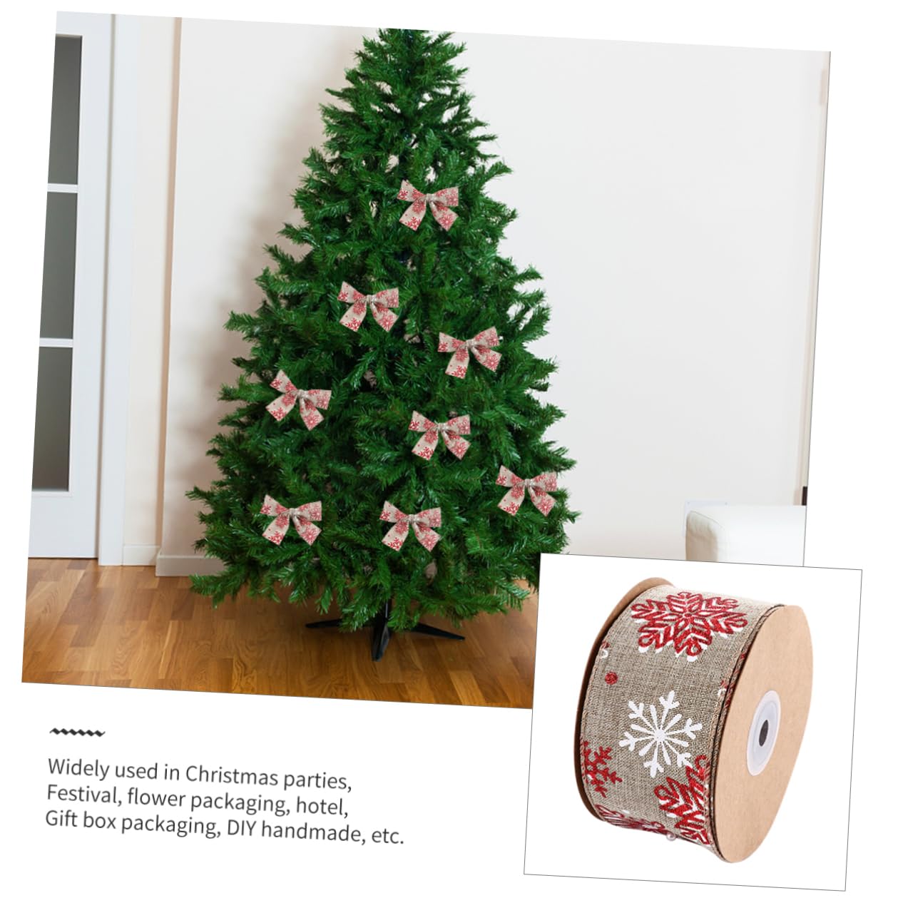 Angoily 3 Rollos Cinta Decorativa Navideña con Diseño de de Metros para Envolver Regalos Manualidades y Decoración de Árbol de Navidad