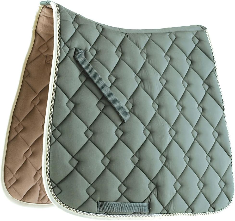 Ecole Double Diamond Dressage Saddle Pad (White/Black/Silver)