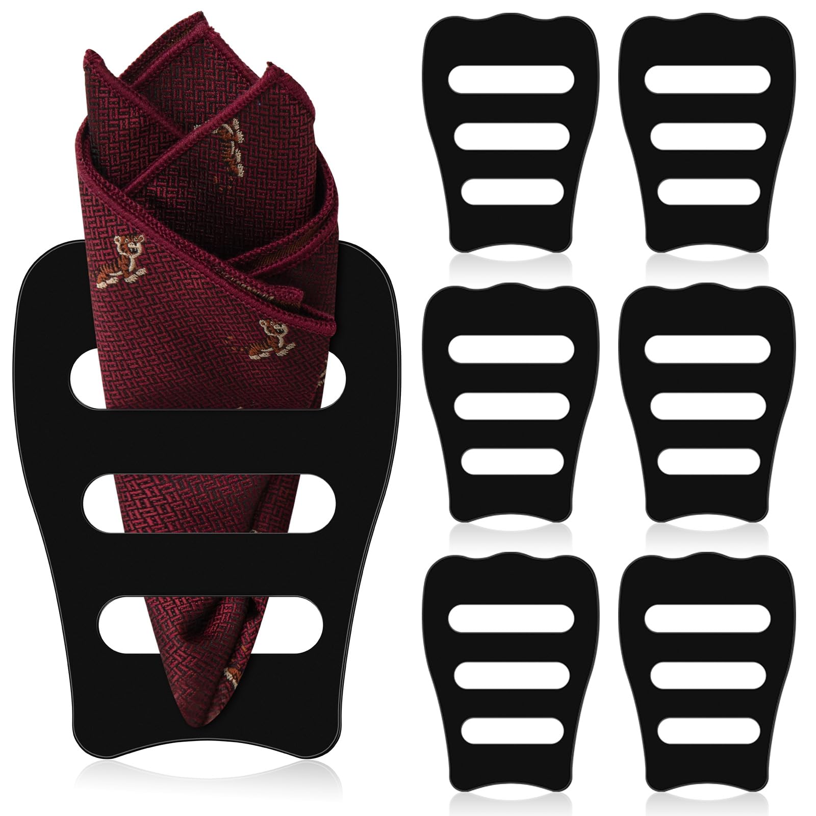 Blosssound 12 Pcs Clear Invisible Pocket Square Holder for Men Black Pocket Square Organizer Tux Accessories for Men Tuxedos Vests (Black,6 Pcs)-image-27