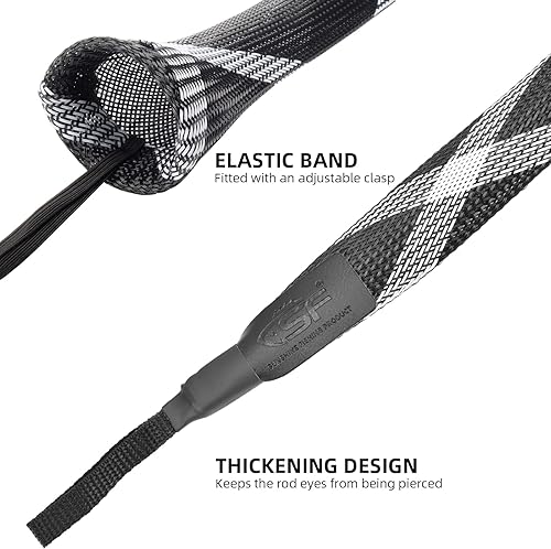 Miniatura 39 de SF Funda para caña de pescar, funda de caña de pescar, cubierta de caña de pescar, protector de caña de malla trenzada, guantes de caña de pescar