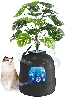 Lifewit Katzenklo Blumentopf mit Pflanze Schaufel Infrarot-Sensor, Schwarz | Katzenklo Versteckt mit Geruchsbeseitigung, Katzentoilette XXL für alle Katzen, Cat Litter Box with Plant für Wohnzimmer Ecke