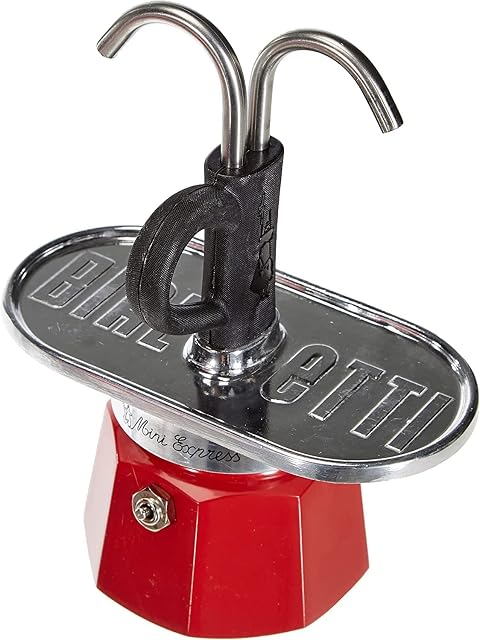 Bialetti  Mini Express Kandisky: W Zestawie Kawiarka Na 2 Filiżanki (90Ml) I 2 Szklanki, Czerwona, Aluminiowa