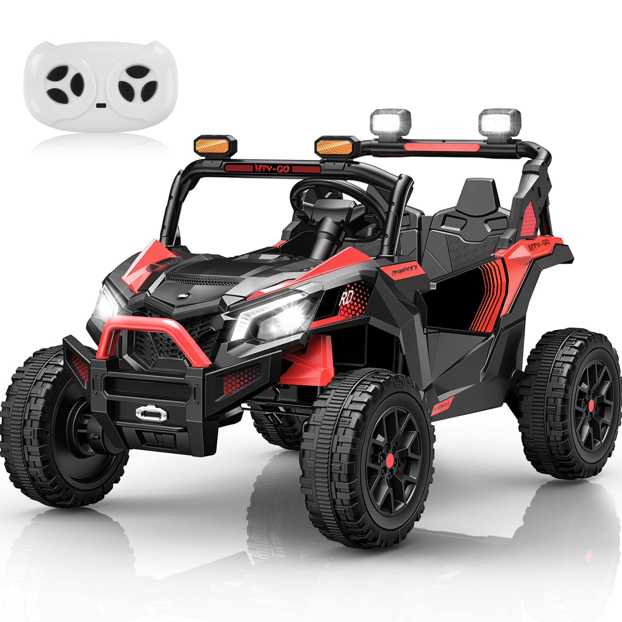 Photo 1 of Firstness 24V Remote Control Ride on Cars for Kids 800W Toddler Electric Car Two Seater Ride on Toys with LED Lights, Music, 3 Speed Mode, Electric Vehicle Ride On Truck Car for Kids Ages 3-8, Red