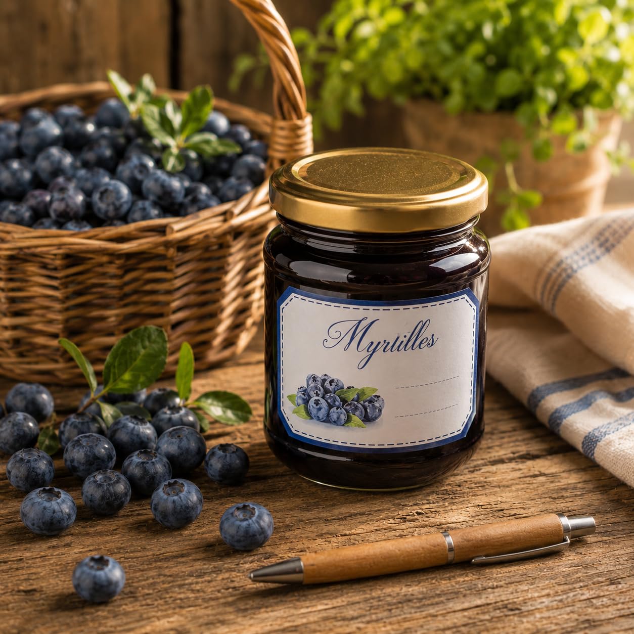 Mein Bio Garten 30 Stück selbstklebende Etiketten Blaubeere für Konfitüre, Kompott, Konserven Haus