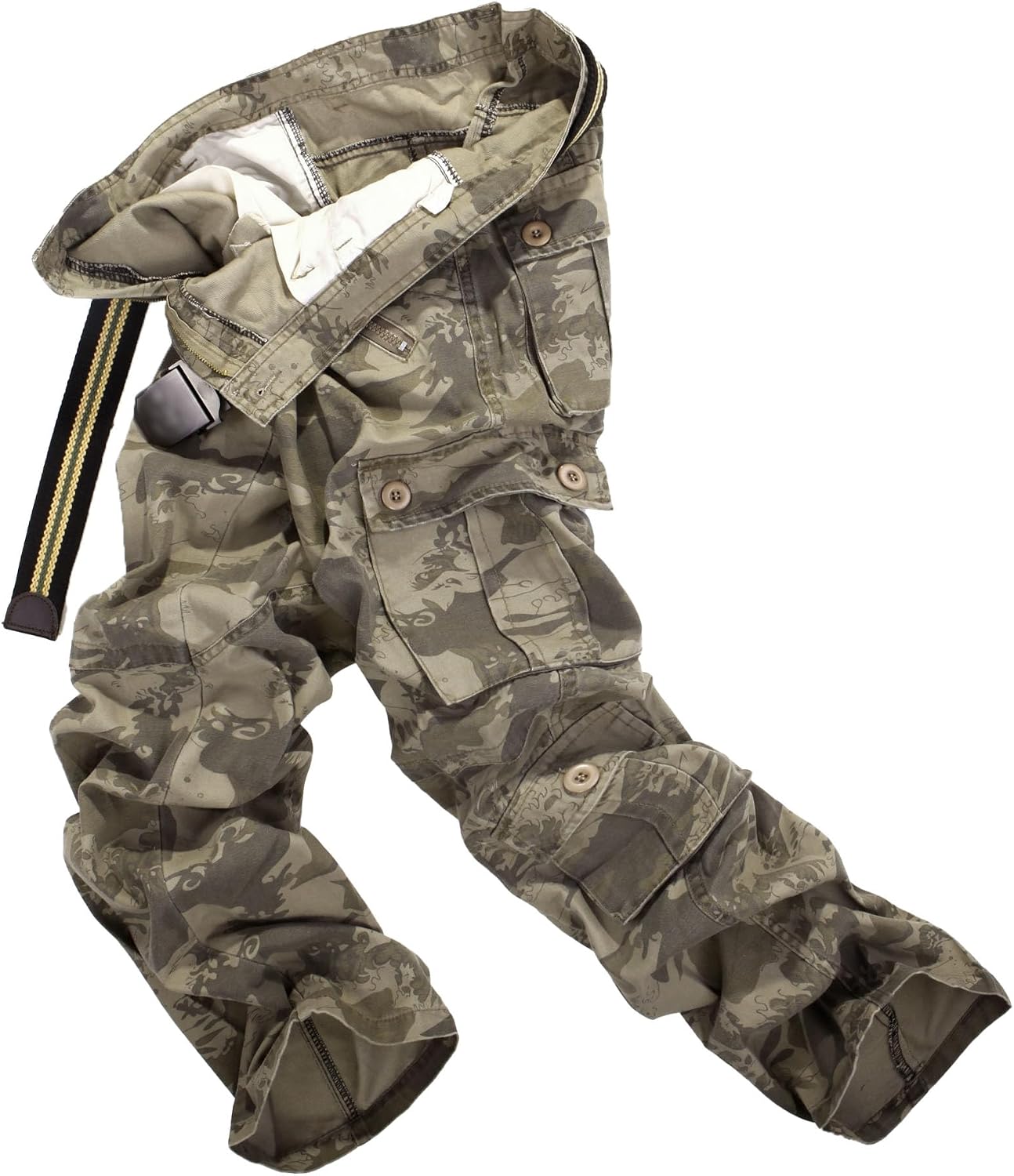 Mens Camo Hiking Cargo Work Pant Casual Lightweight Tactical Pants Active Military Ripstop Combat Trousers with 8 Pocket