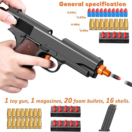 Miniatura 9 de Carcasa de espuma de bala suave, pistola de pelotilla, juguete realista, pistola de mano de dardos, cosas geniales que se ven reales, modelo falso,