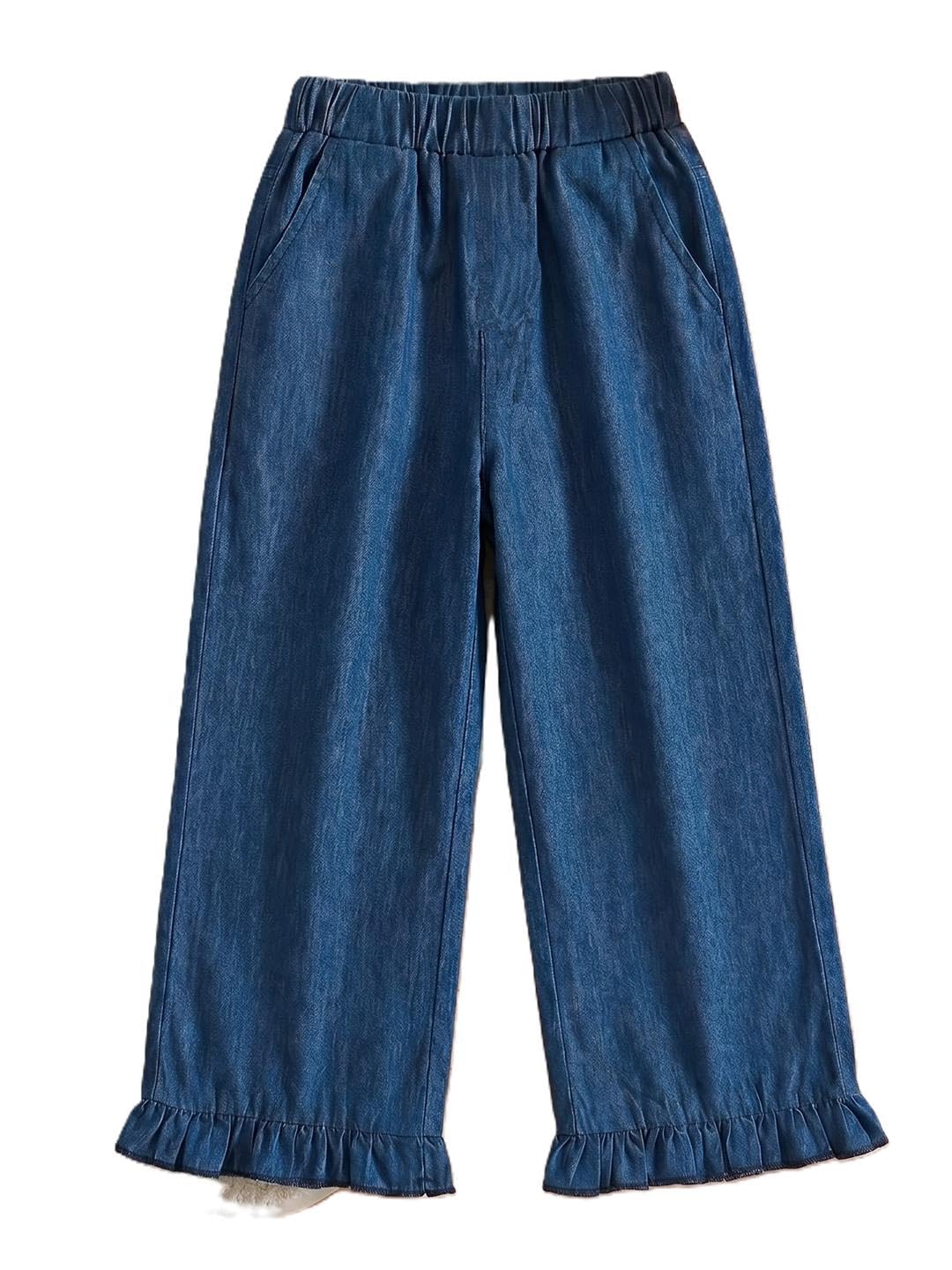 ADDYVERO Gerade Hose für Mädchen mit elastischem Bund und Rüschensaum