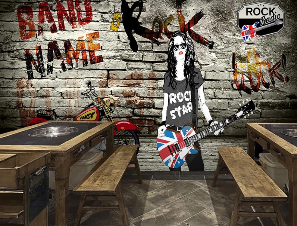 Papier peint intissé graffiti rock 400x280 cm pour grand mur de salon et chambre moderne