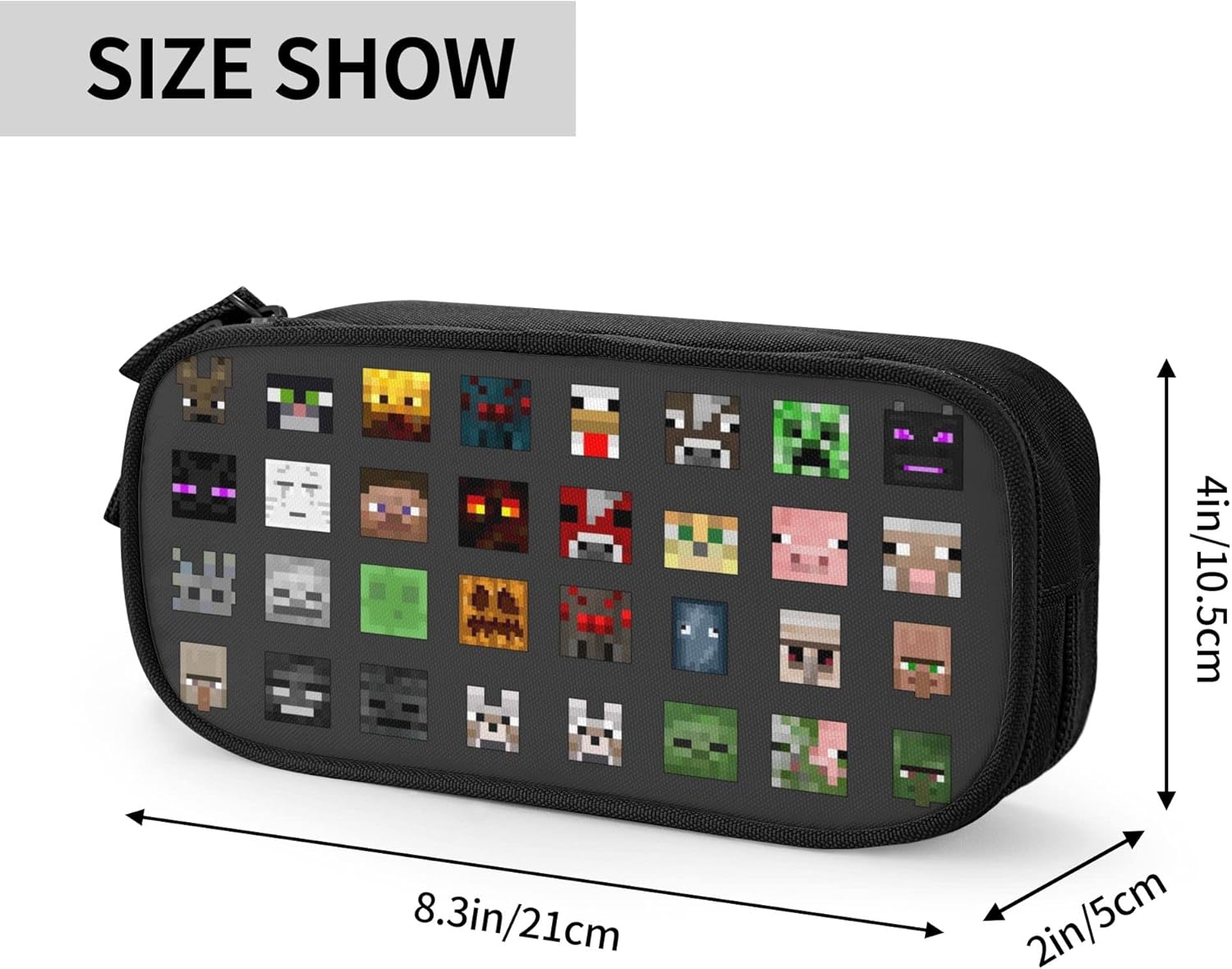 DHFGSDFW マインクラフト ペンケース グッズ 筆箱 ポリエステル文具収納 ポーチ ペンシル 化粧ポーチ 軽量 多機能 大容量 男女兼用 通学 小学生 鉛筆 ペン袋